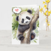 Carte Panda dans l'arbre Pensez à vous (Fleur jaune)