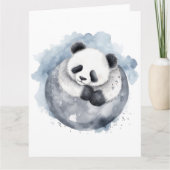 Carte Panda d'aquarelle mignonne dorée (Devant)