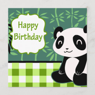 Carte Panda de bambou de vert de joyeux anniversaire