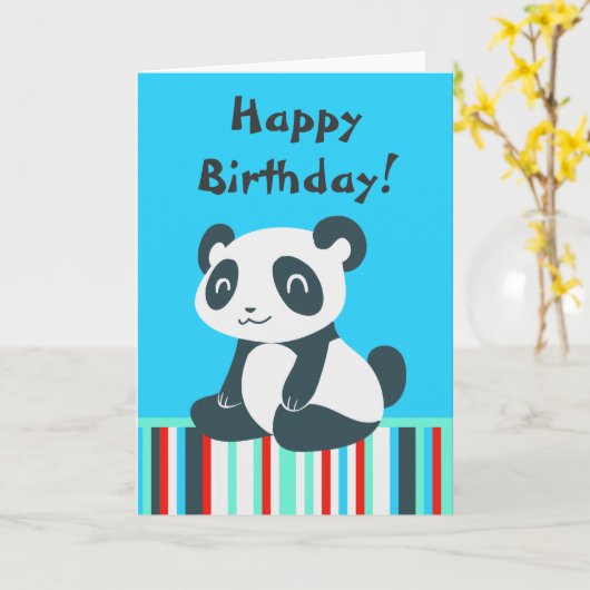 Carte Panda de dessin joyeux (Fleur jaune)