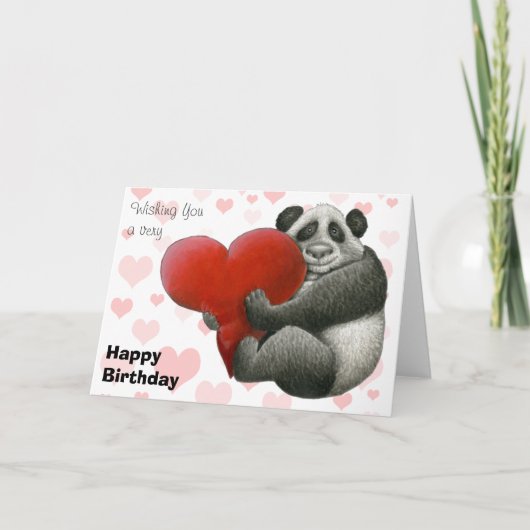 Carte Panda embrasser un coeur (Devant)