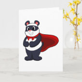 Carte Panda en héros avec masque et cape (Fleur jaune)