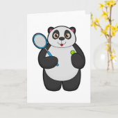 Carte Panda en joueur de tennis avec raquette de tennis (Fleur jaune)