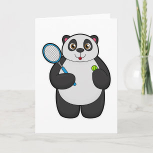 Carte Panda en joueur de tennis avec raquette de tennis