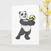 Carte Panda en joueur de volley-ball avec ballon de voll (Fleur jaune)