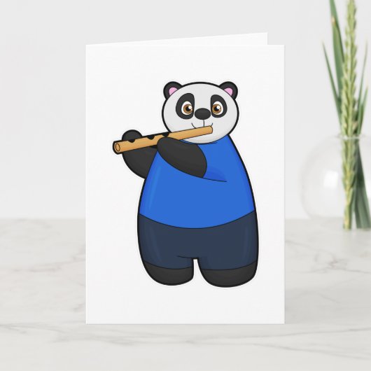 Carte Panda en musicien avec une flûte (Devant)