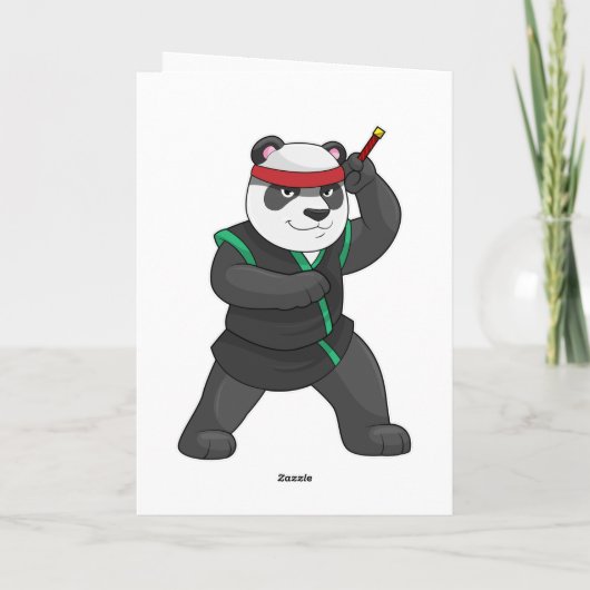 Carte Panda en ninja en costume (Dos)