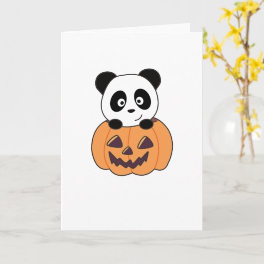 Carte Panda En Pandas Douces Citrouilles Bonne Halloween (Fleur jaune)
