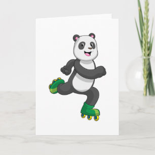 Carte Panda en patineur en ligne avec des rollers