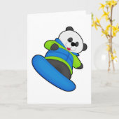 Carte Panda en planchiste avec planche à neige (Fleur jaune)