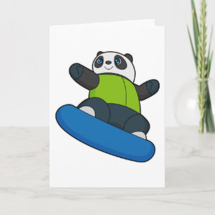 Carte Panda en planchiste avec planche à neige