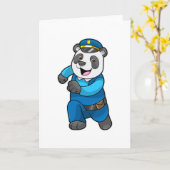 Carte Panda en policier avec chapeau de policier (Fleur jaune)