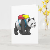 Carte Panda en randonneur avec sac à dos (Fleur jaune)