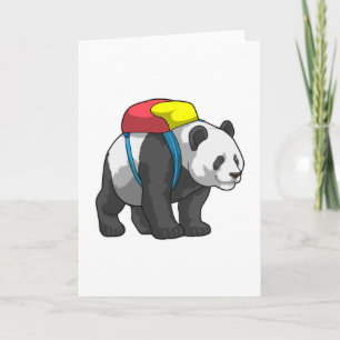 Carte Panda en randonneur avec sac à dos