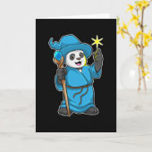 Carte Panda en sorcier avec une baguette magique (Fleur jaune)