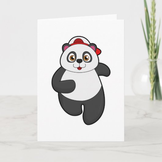Carte Panda en train de courir avec casquette (Devant)