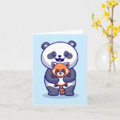 Carte Panda et Renard (Fleur jaune)