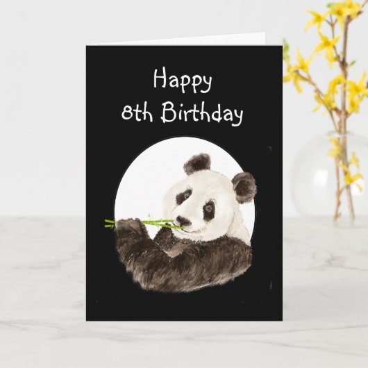 Carte Panda fait sur commande de nom d'anniversaire, (Fleur jaune)
