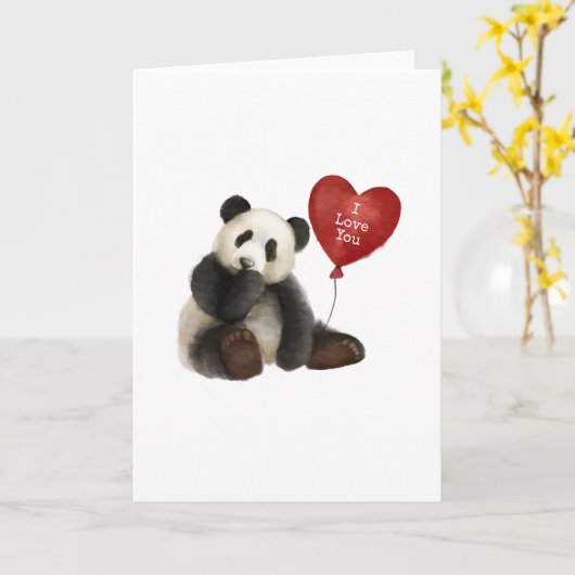 Carte Panda I Love You (Fleur jaune)