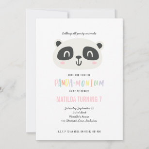 Carte Panda joli anniversaire multicolore brillant