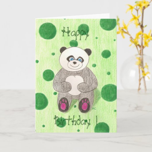 Carte Panda Joyeux Anniversaire ! (Fleur jaune)