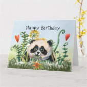 Carte Panda Kid Joyeux anniversaire (Fleur jaune)