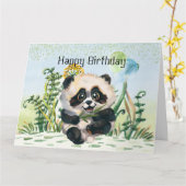 Carte Panda Kid Joyeux anniversaire (Fleur jaune)