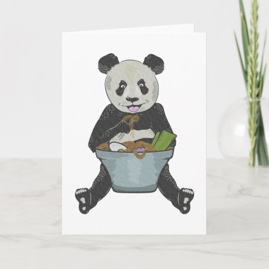 Carte Panda mangeant des nouilles de ramen (Devant)