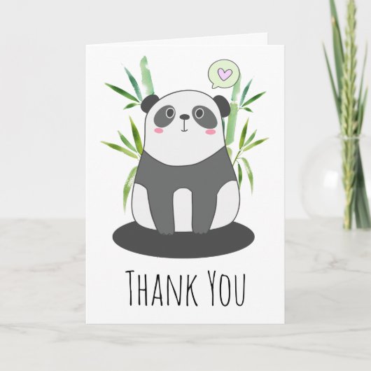 Carte Panda noir et blanc mignonne en Merci Bambou (Devant)