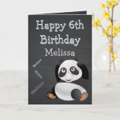 Carte Panda Nom personnalisé Tableau de bord de l'annive (Fleur jaune)