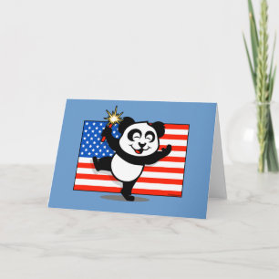 Carte Panda patriotique avec le drapeau américain