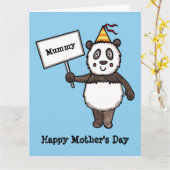 Carte Panda personnalisée pour la fête des mères (Fleur jaune)