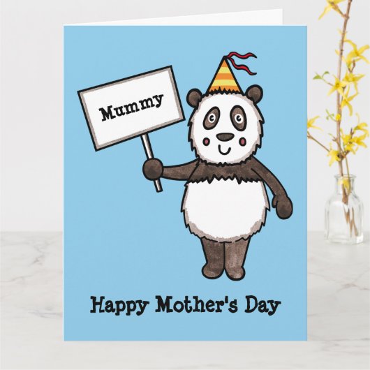 Carte Panda personnalisée pour la fête des mères (Fleur jaune)