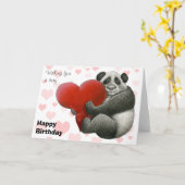 Carte Panda qui enlace un cœur (Fleur jaune)