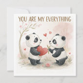 Carte Panda romantique (Devant)