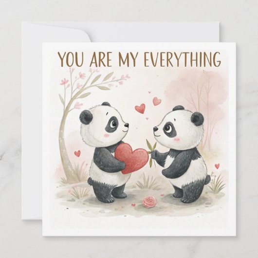Carte Panda romantique (Devant)
