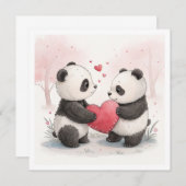 Carte Panda romantique (Devant / Derrière)