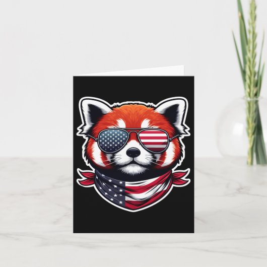Carte Panda rouge 4 juillet Fête de l'indépendance améri (Devant)