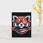 Carte Panda rouge 4 juillet Fête de l'indépendance améri (Fleur jaune)