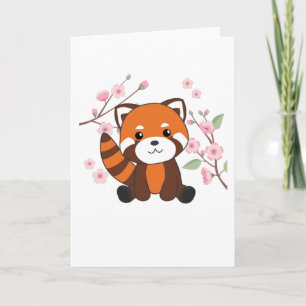 Carte Panda Rouge Animaux Doux Pour Kawaii Kawaii