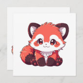 Carte panda rouge mignon (Devant / Derrière)
