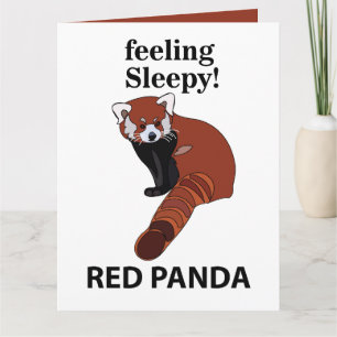 Carte Panda Rouge Sentant Sleepy Drôle Panda Rouge