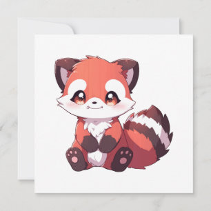 Carte panda roux mignon