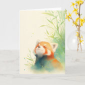 Carte Panda roux Sérénité paisible (Fleur jaune)