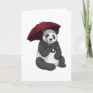 Carte Panda sous la pluie avec un parapluie