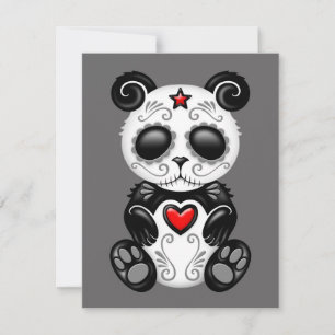 Carte Panda sucre Zombie gris