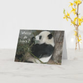 Carte Panda, tu veux déjeuner ? (Fleur jaune)