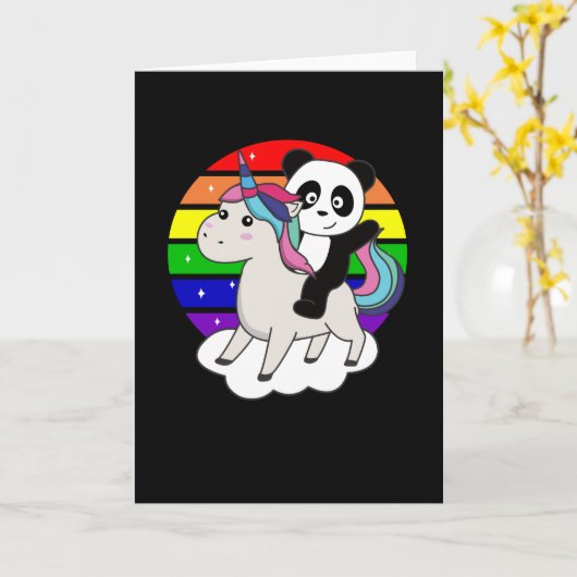 Carte Panda Unicorn Rainbow Animaux Pandas Unicornes (Fleur jaune)