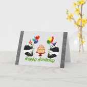 Carte Pandas d'anniversaire (Fleur jaune)
