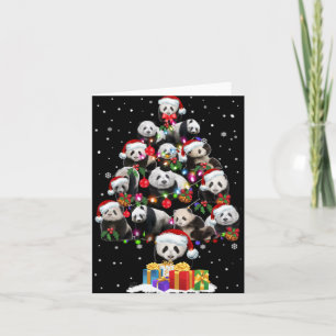 Carte Pandas drôles Chapeau de Père Noël Ornement d'Arbr